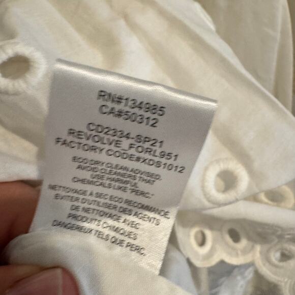 For Love & Lemons Serena Mini Dress White Eyelet Layered Ruffle Scalloped Sz L - Picture 9 of 10